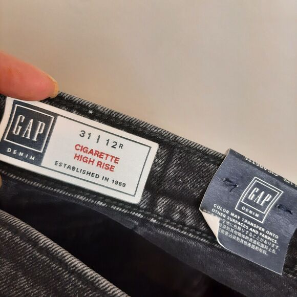 Gap Jeans Women 31/12R Cigarette High Rise Slim Stretch Washed Black 26" Inseam - Picture 7 of 10